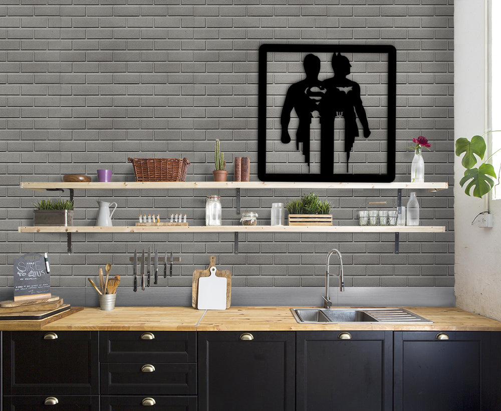 BATMAN & SUPERMAN - Quadro moderno in pvc solido 48 x 48cm Colore: nero