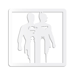 BATMAN & SUPERMAN - Quadro moderno in pvc solido 48 x 48cm Colore: bianco