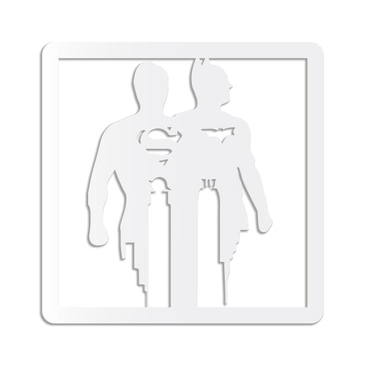 BATMAN & SUPERMAN - Quadro moderno in pvc solido 48 x 48cm Colore: bianco