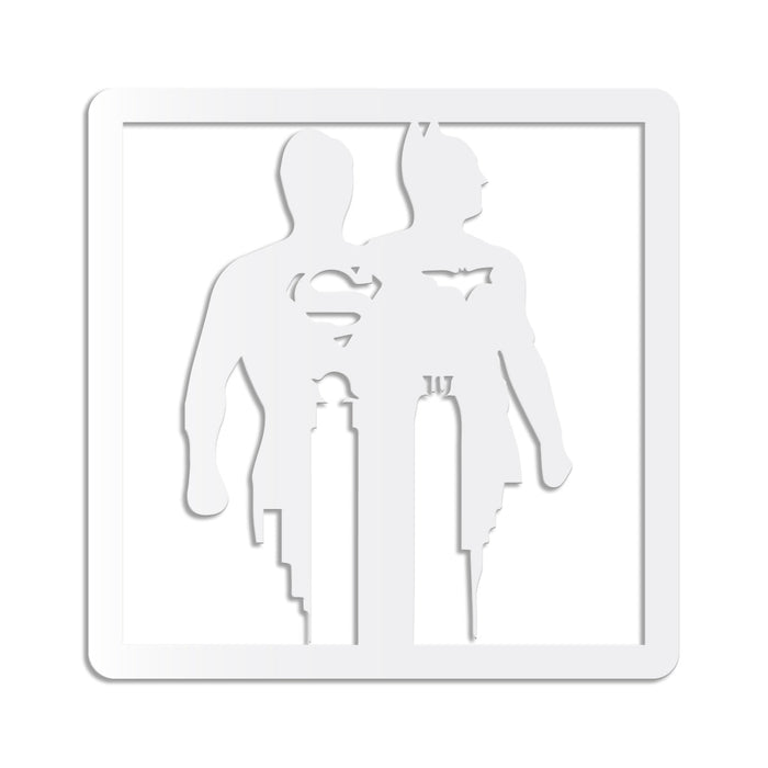BATMAN & SUPERMAN - Quadro moderno in pvc solido 48 x 48cm Colore: bianco