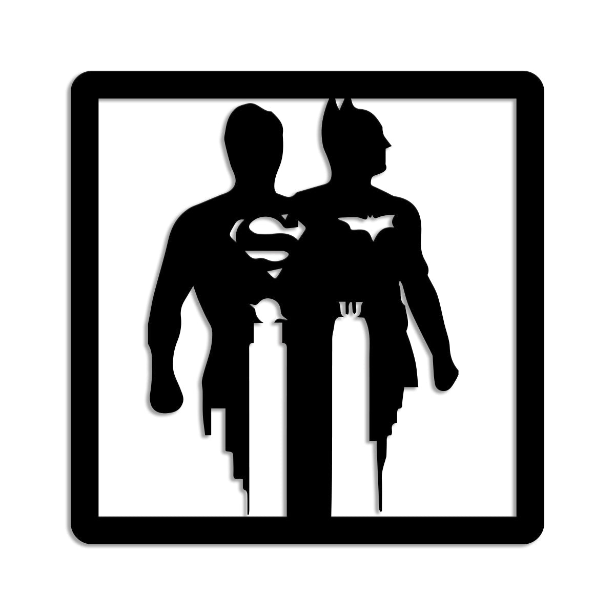 BATMAN & SUPERMAN - Quadro moderno in pvc solido 48 x 48cm Colore: nero
