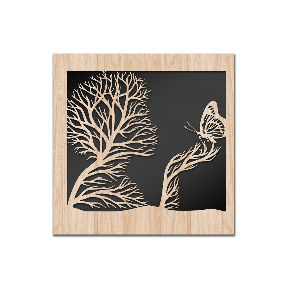 BATTERFLY - Quadro arredo LASERCUT composito Legno e PVC Misura: 60x60 cm