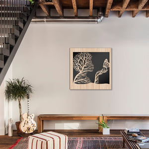 BATTERFLY - Quadro arredo LASERCUT composito Legno e PVC Misura: 40x40 cm