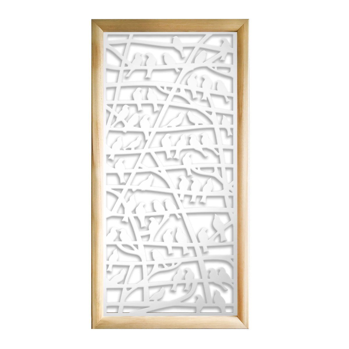 BIRDS - Moduli Decorativi in Legno e PVC Misura: 47x94 cm, Colore: bianco