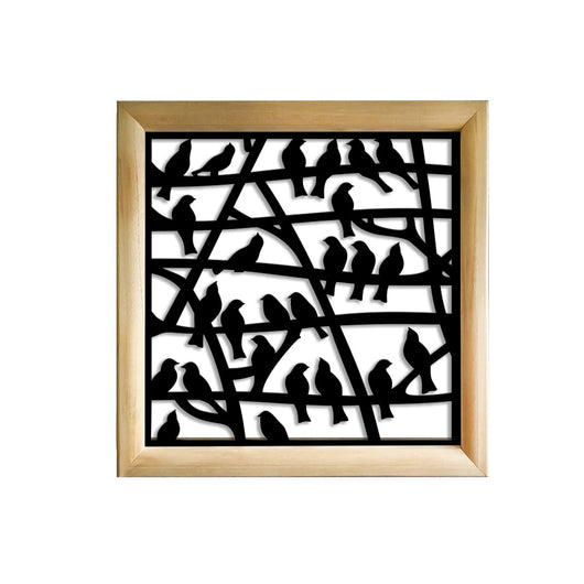 BIRDS - Moduli Decorativi in Legno e PVC Colore: nero, Misura: 73x73 cm