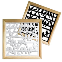 BIRDS - Moduli Decorativi in Legno e PVC Misura: 73x73 cm, Colore: bianco