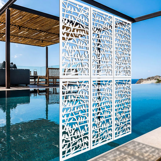 BIRDS - Pannello in PVC traforato - Parasole Misura: 73x148 cm, Colore: bianco