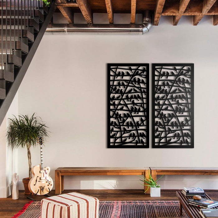 BIRDS - Pannello in PVC traforato - Parasole Colore: nero, Misura: 50x150 cm