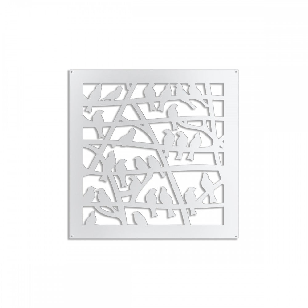 BIRDS - Pannello in PVC traforato - Parasole Misura: 98x98 cm, Colore: bianco