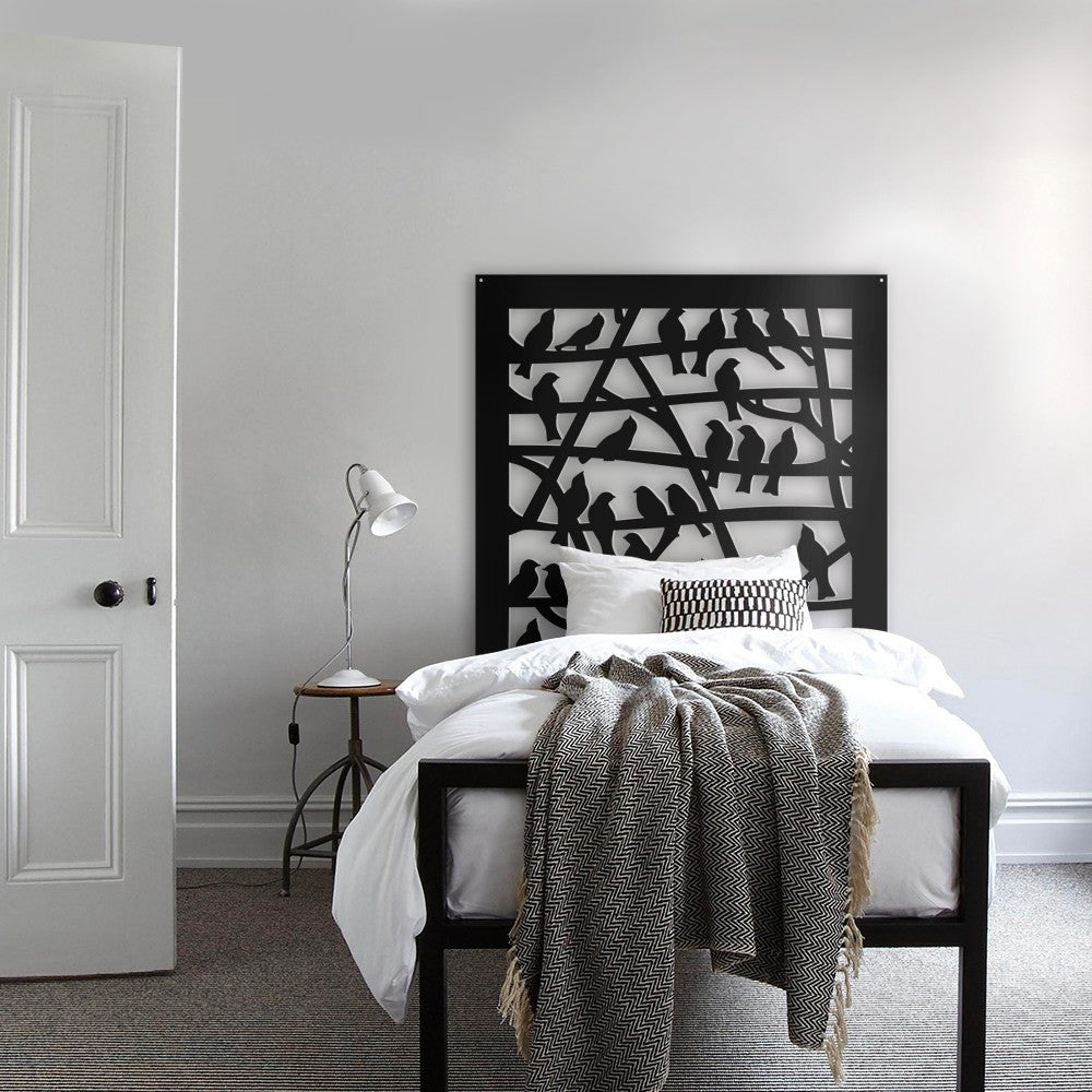 BIRDS - Pannello in PVC traforato - Parasole Colore: nero, Misura: 73x73 cm