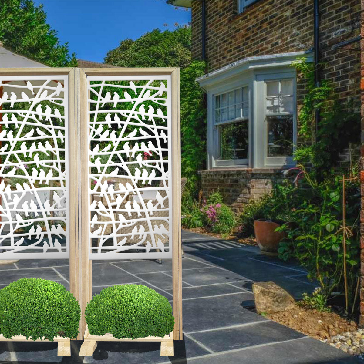 BIRDS - Separè - Paravento modulabile - 70x190cm - in Legno e PVC Colore: bianco