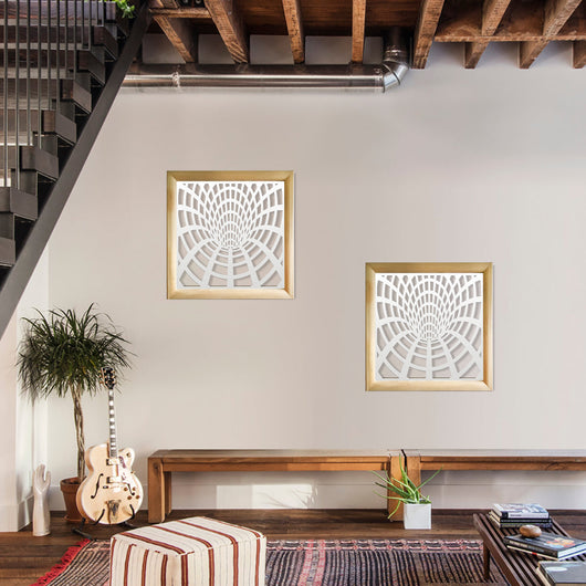 BLACKHOLE - Moduli Decorativi in Legno e PVC Misura: 98x98 cm, Colore: bianco