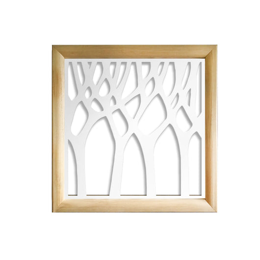 BOSCO - Moduli Decorativi in Legno e PVC Misura: 98x98 cm, Colore: bianco
