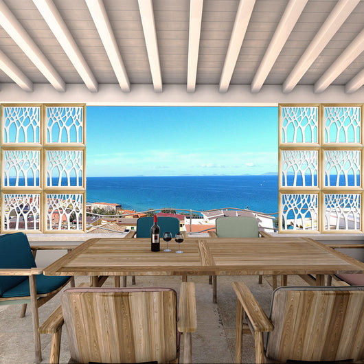 BOSCO - Moduli Decorativi in Legno e PVC Misura: 73x73 cm, Colore: bianco