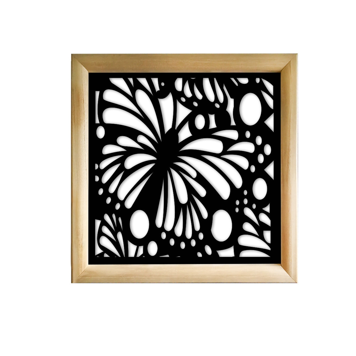 BUTTERFLY - Moduli Decorativi in Legno e PVC Misura: 98x98 cm, Colore: nero