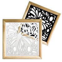 BUTTERFLY - Moduli Decorativi in Legno e PVC Misura: 73x73 cm, Colore: nero
