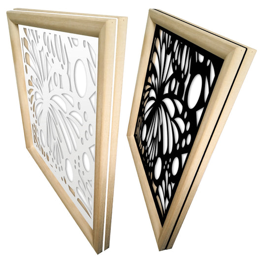 BUTTERFLY - Moduli Decorativi in Legno e PVC Misura: 98x98 cm, Colore: bianco