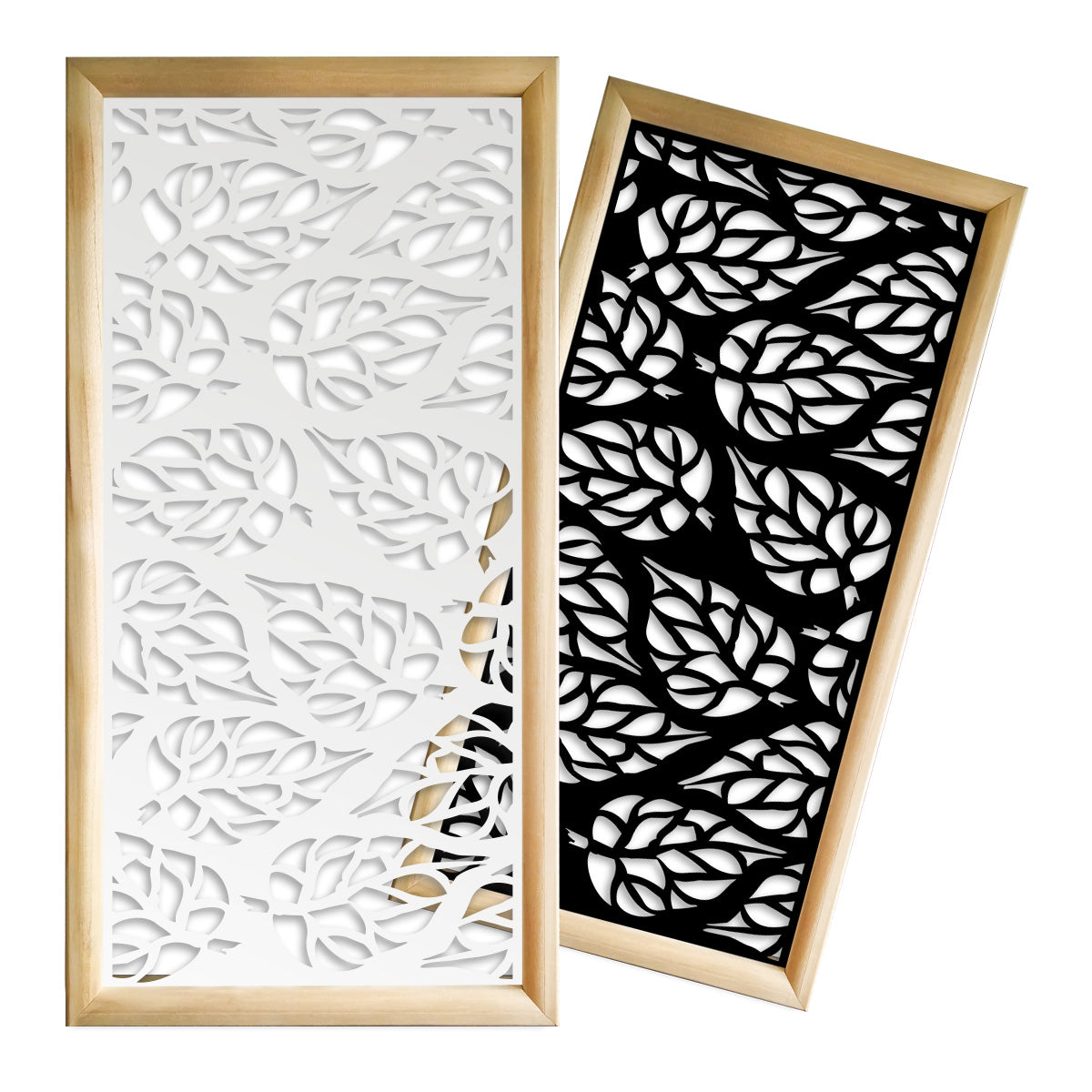 BUTTERLEAF - Moduli Decorativi in Legno e PVC Misura: 47x94 cm, Colore: nero