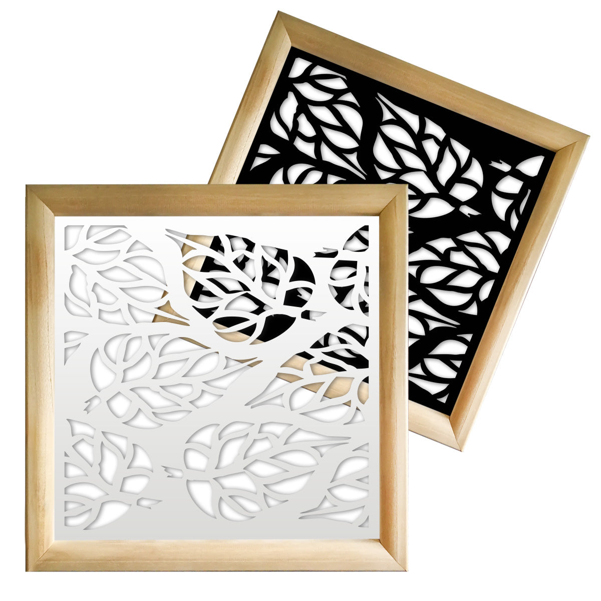 BUTTERLEAF - Moduli Decorativi in Legno e PVC Misura: 73x73 cm, Colore: nero