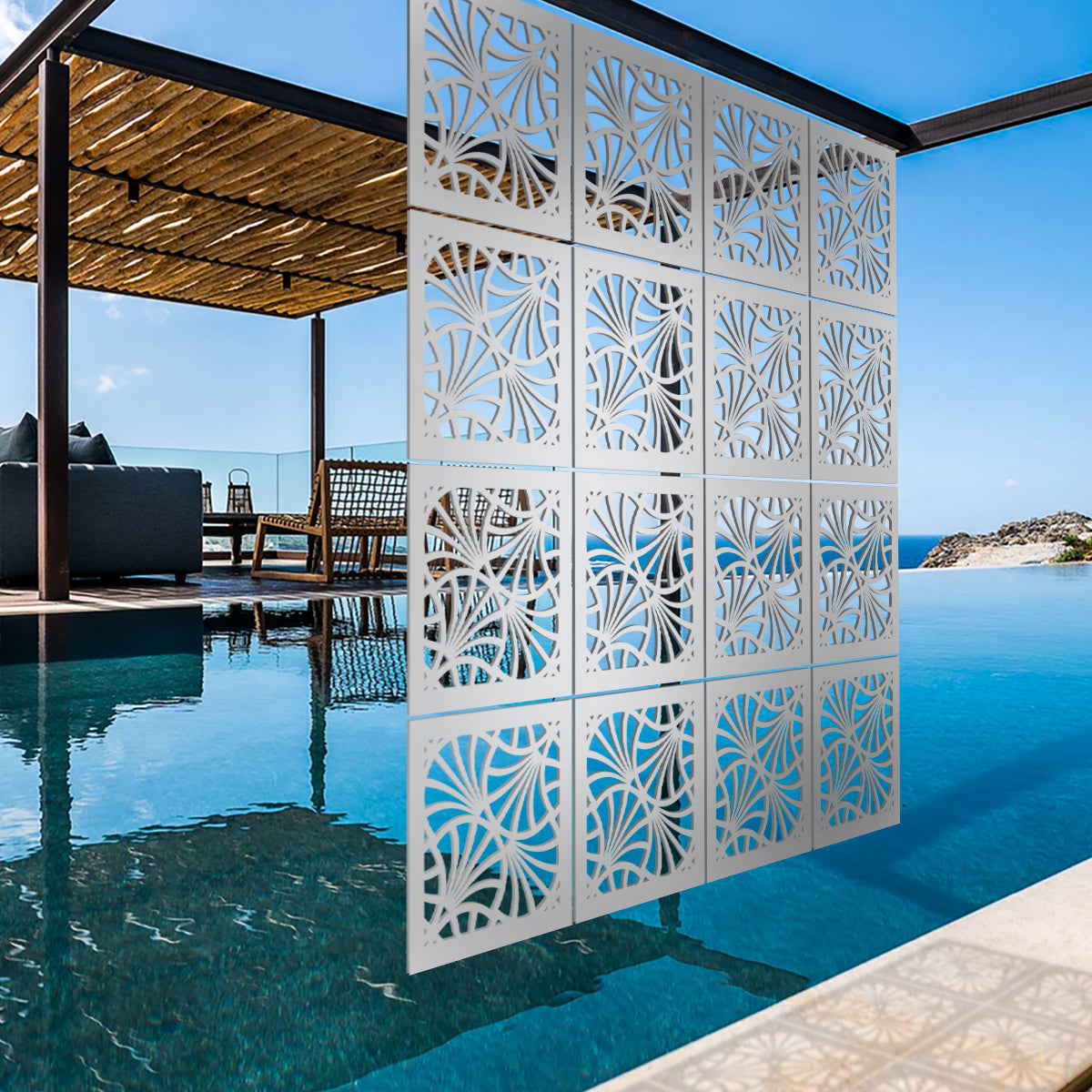 CAMPANE - Pannello in PVC traforato - Parasole Colore: bianco, Misura: 73x73 cm