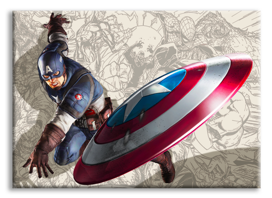CAPITAN AMERICA - Fumetto - Quadro Canvas su telaio in legno Misura: 140x100 cm