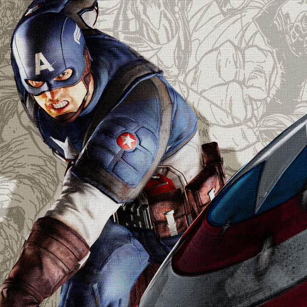 CAPITAN AMERICA - Fumetto - Quadro Canvas su telaio in legno Misura: 100x70 cm