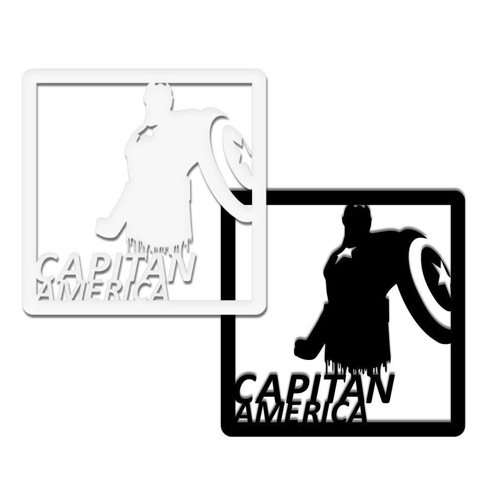 CAPITAN AMERICA - Quadro moderno in pvc solido 48 x 48cm Colore: bianco