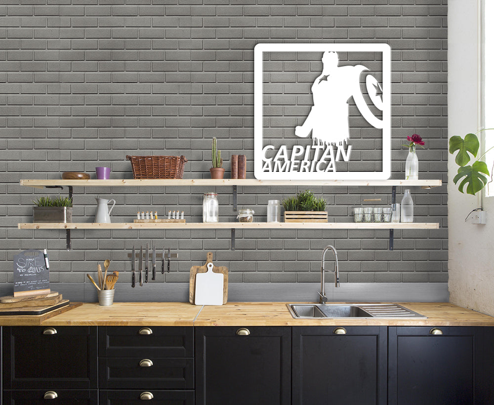 CAPITAN AMERICA - Quadro moderno in pvc solido 48 x 48cm Colore: bianco