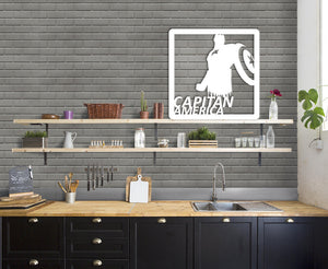 CAPITAN AMERICA - Quadro moderno in pvc solido 48 x 48cm Colore: bianco