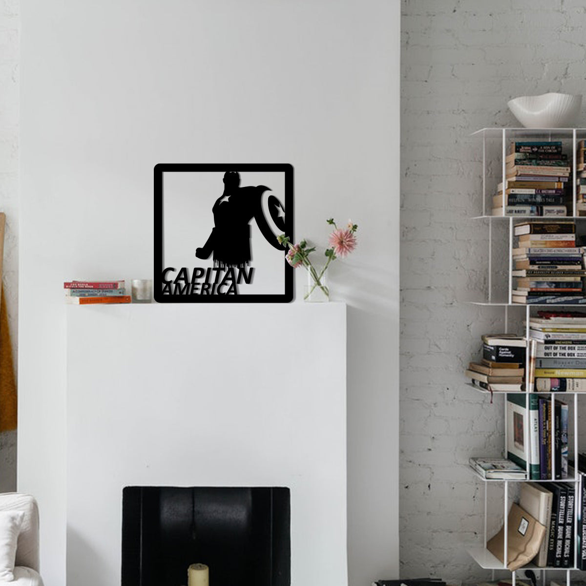 CAPITAN AMERICA - Quadro moderno in pvc solido 48 x 48cm Colore: nero