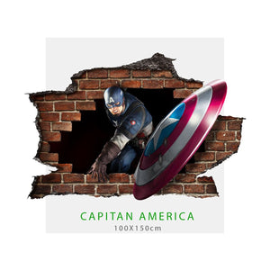 CAPITAN AMERICA Adesivo murale parete 3D wall sticker camera ragazzi Misura: 150x100 cm