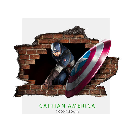 CAPITAN AMERICA Adesivo murale parete 3D wall sticker camera ragazzi Misura: 150x100 cm