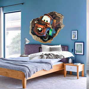 Cars Carl Attrezzi - Adesivo murale parete 3D wall sticker camera bimbi Misura: 150x100 cm