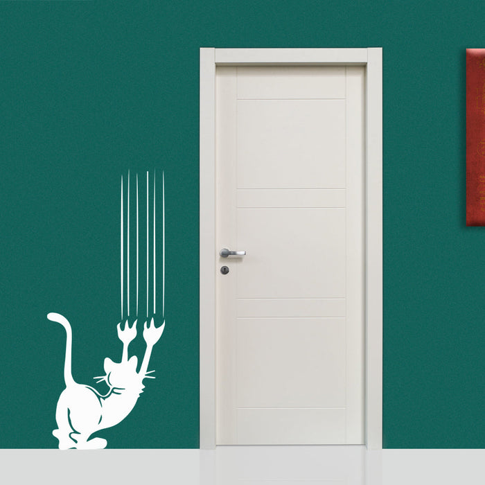 CAT - Adesivo murale wall sticker in vinile 55x130 cm Colore: bianco