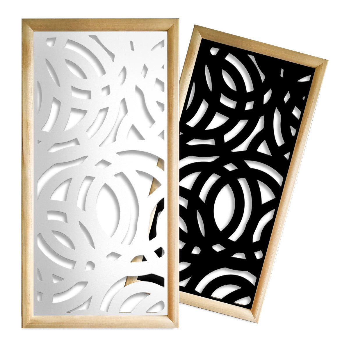 CERCHI LARGE - Moduli Decorativi in Legno e PVC Misura: 47x94 cm, Colore: bianco