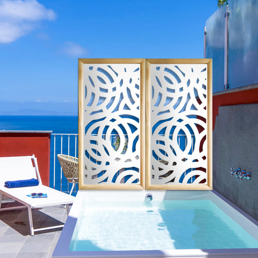 CERCHI LARGE - Moduli Decorativi in Legno e PVC Misura: 47x94 cm, Colore: bianco