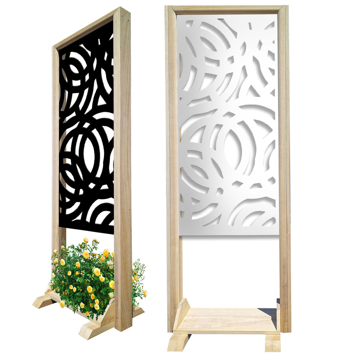 CERCHI LARGE - Separè - Paravento modulabile - 70x190cm - in Legno e PVC Colore: nero