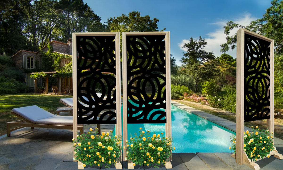 CERCHI LARGE - Separè - Paravento modulabile - 70x190cm - in Legno e PVC Colore: nero