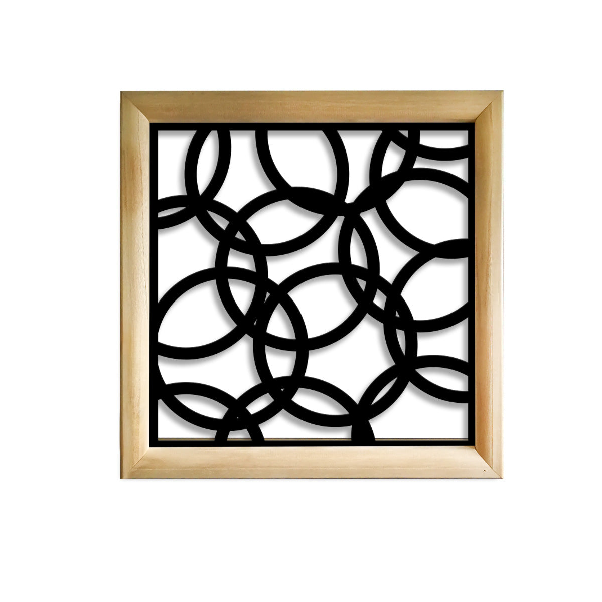 CERCHI SMALL - Moduli Decorativi in Legno e PVC Colore: nero, Misura: 48x48 cm