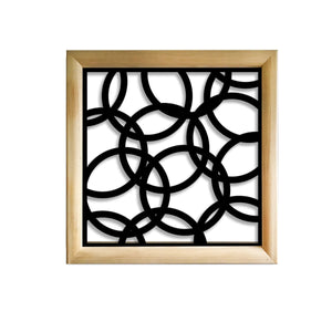 CERCHI SMALL - Moduli Decorativi in Legno e PVC Colore: nero, Misura: 48x48 cm