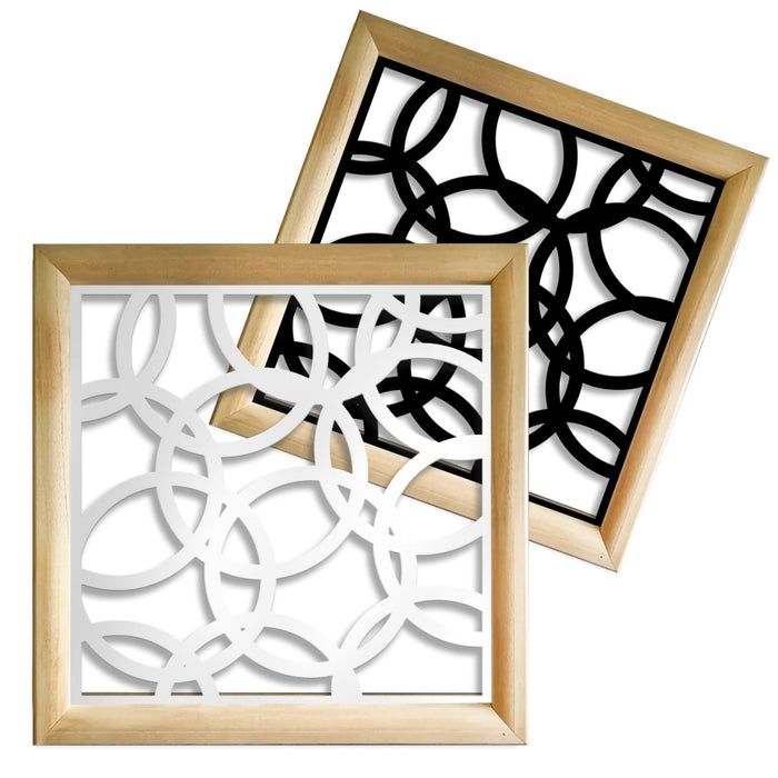 CERCHI SMALL - Moduli Decorativi in Legno e PVC Misura: 48x48 cm, Colore: bianco
