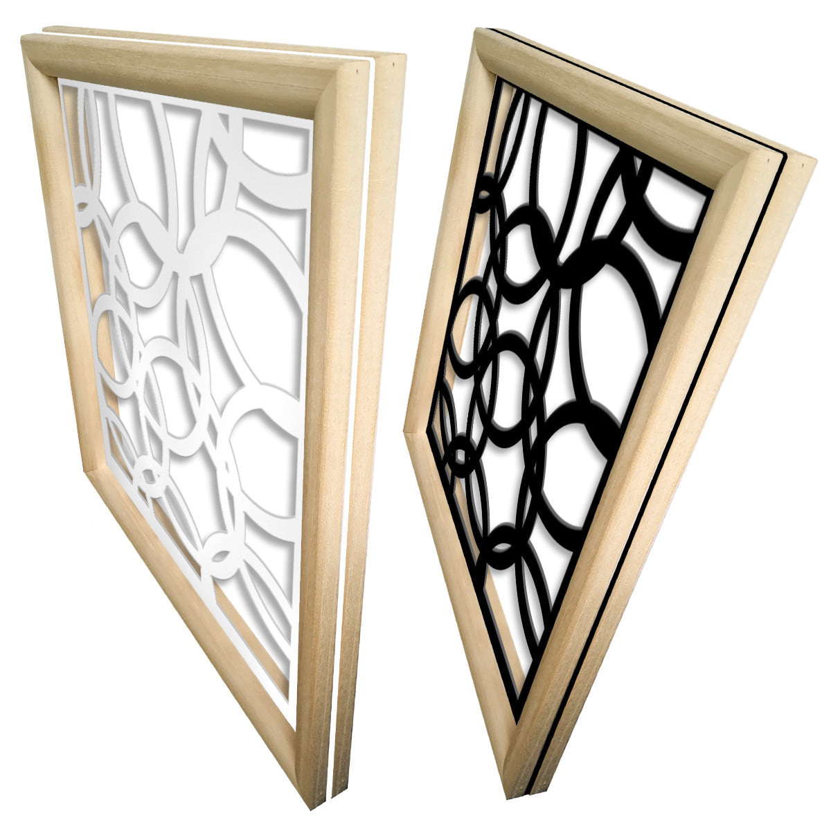 CERCHI SMALL - Moduli Decorativi in Legno e PVC Misura: 48x48 cm, Colore: bianco