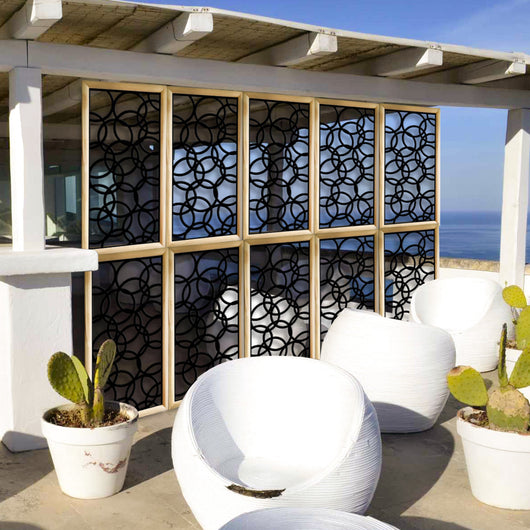 CERCHI SMALL - Moduli Decorativi in Legno e PVC Misura: 47x94 cm, Colore: nero