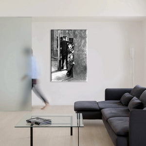 Charlie Chaplin & The Kid - stampa su tela in alta definizione con telaio in legno Misura: 100x140 cm