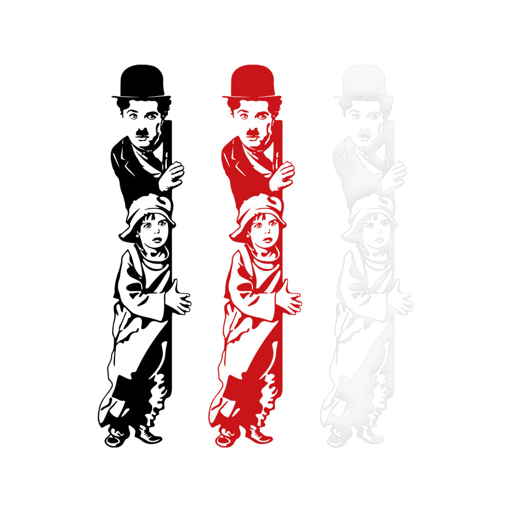Charlie Chaplin - Adesivo murale wall sticker in vinile 45x185 cm Colore: Rosso