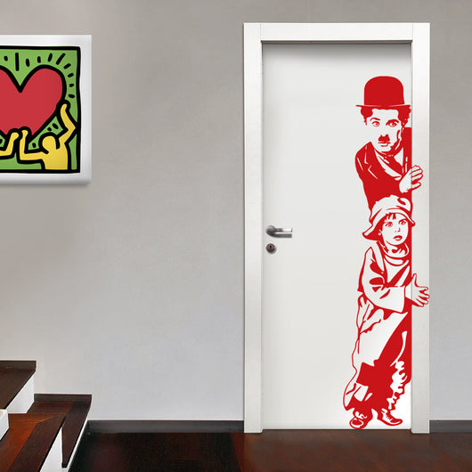 Charlie Chaplin - Adesivo murale wall sticker in vinile 45x185 cm Colore: Rosso