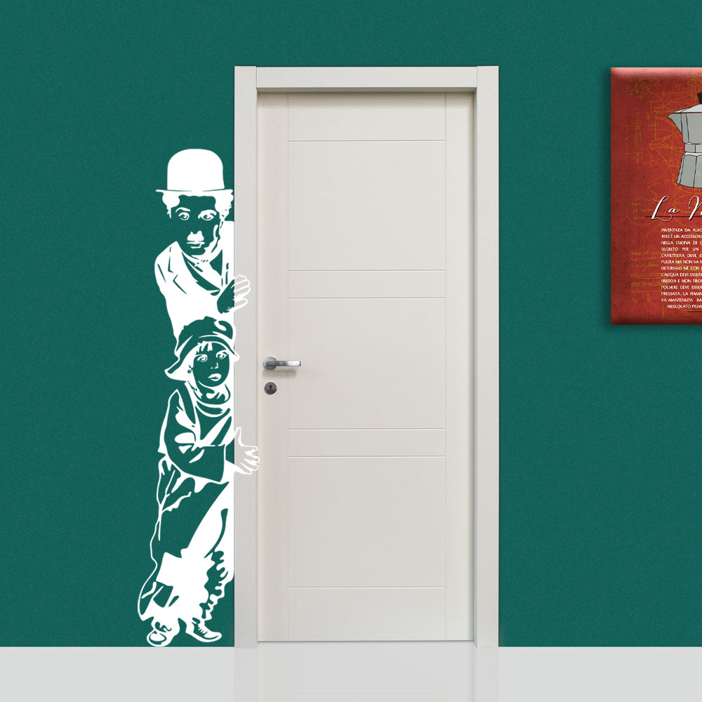 Charlie Chaplin - Adesivo murale wall sticker in vinile 45x185 cm Colore: bianco