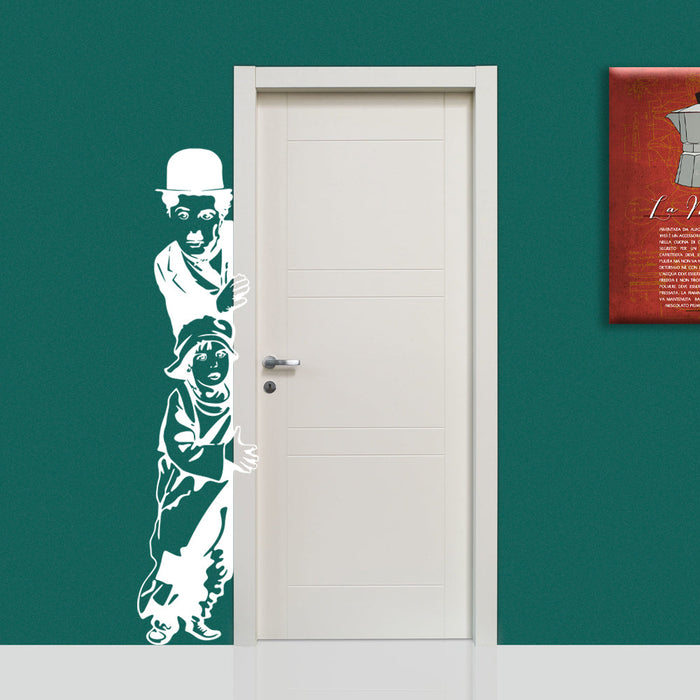 Charlie Chaplin - Adesivo murale wall sticker in vinile 45x185 cm Colore: bianco