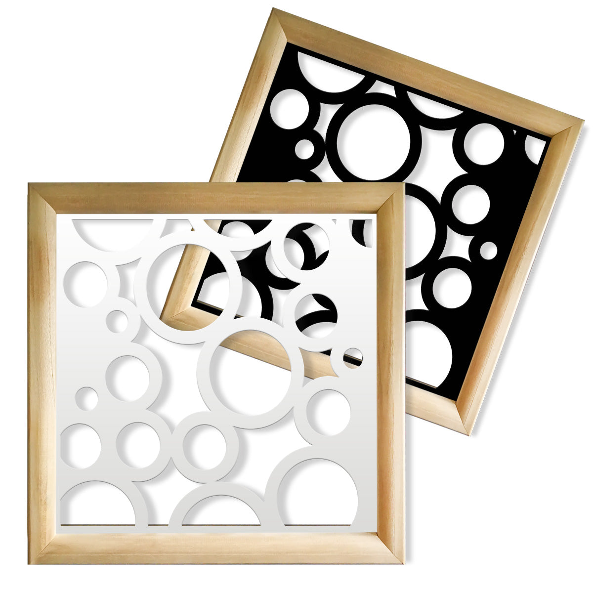 CIRCLE - Moduli Decorativi in Legno e PVC Misura: 73x73 cm, Colore: nero