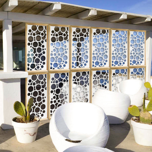 CIRCLE - Moduli Decorativi in Legno e PVC Misura: 73x148 cm, Colore: bianco